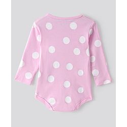 Bonfino 100% Cotton Knit Full Sleeves Hearst & Polka Dot Printed Onesies Pack of 5 -  Off White & Pink