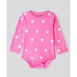 Bonfino 100% Cotton Knit Full Sleeves Hearst & Polka Dot Printed Onesies Pack of 5 -  Off White & Pink