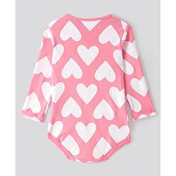 Bonfino 100% Cotton Knit Full Sleeves Hearst & Polka Dot Printed Onesies Pack of 5 -  Off White & Pink