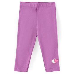 Bonfino 100% Cotton Knit Half Sleeves Top & Leggings Set With Unicorn & Hearts Print - Purple
