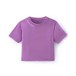 Bonfino 100% Cotton Knit Half Sleeves T-Shirt with Back Floral Print  - Purple
