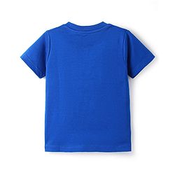 Bonfino Cotton Knit Half Sleeve T-Shirts With Sea Theme Print - Blue