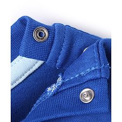 Bonfino Cotton Knit Half Sleeve T-Shirts With Sea Theme Print - Blue