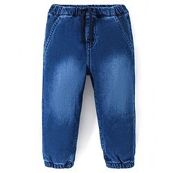 Bonfino Cotton Woven Full Length Solid Pull Up Jeans - Blue