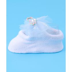 Bonfino  Headband With Booties & Bow Applique Free Size - Blue