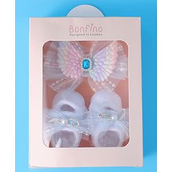 Bonfino  Headband With Booties & Bow Applique Free Size - Blue