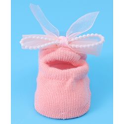 Bonfino Headband With Booties & Bow Applique Free Size  - Pink