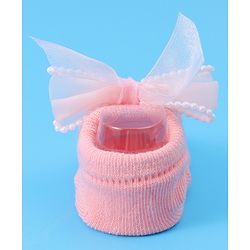 Bonfino Headband With Booties & Bow Applique Free Size  - Pink