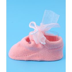 Bonfino Headband With Booties & Bow Applique Free Size  - Pink