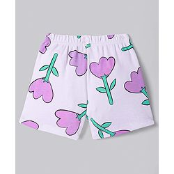 Bonfino 100% Cotton Knit Shorts With Floral and Heart Print Pack of 3 - White & Pink