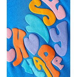 Bonfino Cotton Knit Half Sleeves T-Shirt & Shorts Set With Heart Embroidery & Embossed Print - Blue