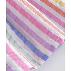 Bonfino Cotton Woven Frill Sleeves Striped Frock - Multicolour