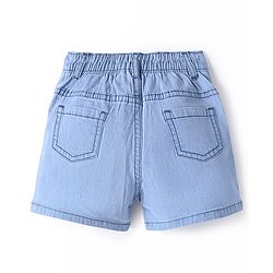 Bonfino Cotton Lycra Denim Woven Shorts With Hearts Embroidery - Light Blue