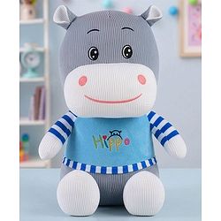 Bonfino 35 cm Plush Hippo Soft Toy Grey | Soft Cuddly Toy for Babies | Adorable Design | Safe for Snuggling | Ideal Gifting Toy | BIS Certified | Travel & Sleep Companion