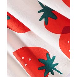 Bonfino 100% Cotton Knit Frill Sleeves Strawberry Printed Dress - White
