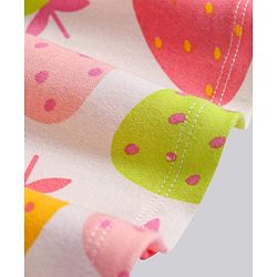 Bonfino Cotton Knit Half Sleeves Dress With Fruit Print - White
