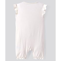 Bonfino 100% Cotton Knit Frill Sleeves Rompers with Stripes & Polka Dots Fruits Print Pack of 4 - White & Peach