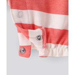 Bonfino 100% Cotton Knit Frill Sleeves Rompers with Stripes & Polka Dots Fruits Print Pack of 4 - White & Peach