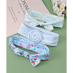 Bonfino Free Size Headbands with Bow Applique Pack of 3 - Blue