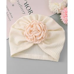Bonfino Headbands with Floral Applique Free Size - Cream
