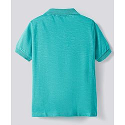 Bonfino Cotton Knit Half Sleeves Polo T-Shirt With Pineapple Print & Shorts Set - Turquoise