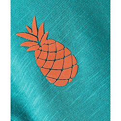 Bonfino Cotton Knit Half Sleeves Polo T-Shirt With Pineapple Print & Shorts Set - Turquoise