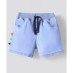 Bonfino Cotton Elastane Woven Knee Length Washed Elasticated Waist With Rib Denim Shorts - Light Blue