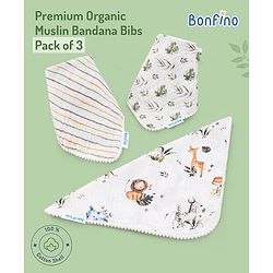 Bonfino Premium Organic Muslin Bandana Bibs African Safari Print - Green & White| 100% Cotton Shell| Drooling, Wash Cloth, Travel & Burb Cleaning| Soft & Breathable| High Absorbency| Machine Washable