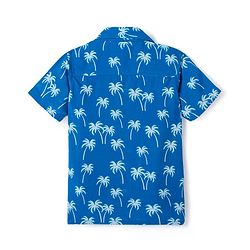 Bonfino Rayon Woven Half Sleeves Shirt & Short Set With Trees Print - Blue