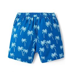 Bonfino Rayon Woven Half Sleeves Shirt & Short Set With Trees Print - Blue