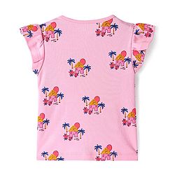 Bonfino 100% Cotton Knit Sleeveless Top & Shorts Set With Sunset Print - Pink