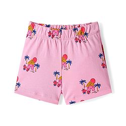 Bonfino 100% Cotton Knit Sleeveless Top & Shorts Set With Sunset Print - Pink