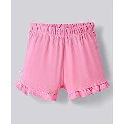 Bonfino Cotton Knit Sleeveless Bird Printed Tank T-Shirt & Shorts Set with Frill Detailing - Ivory