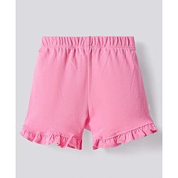 Bonfino Cotton Knit Sleeveless Bird Printed Tank T-Shirt & Shorts Set with Frill Detailing - Ivory