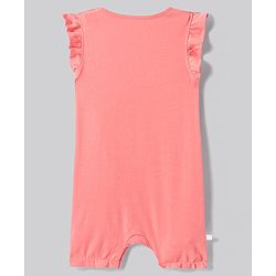 Bonfino 100% Cotton Knit Frill Sleeves Rompers with Birds Print Pack of 3 - Light Green Coral & Peach