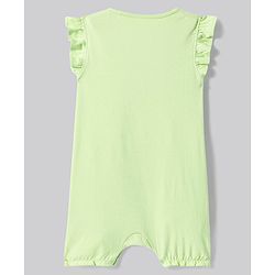Bonfino 100% Cotton Knit Frill Sleeves Rompers with Birds Print Pack of 3 - Light Green Coral & Peach
