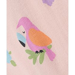 Bonfino 100% Cotton Knit Frill Sleeves Rompers with Birds Print Pack of 3 - Light Green Coral & Peach