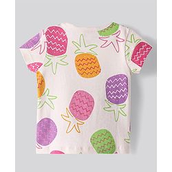Bonfino 100% Cotton Knit Half Sleeves Night Suit With Tropical Theme Print -  Pink & Offwhite