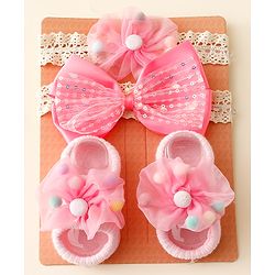 Bonfino Headbands With Booties Free Size - Pink