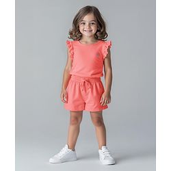 Bonfino 100% Cotton Half Sleeves T-Shirt & Shorts Set with Ice Cream Embroidery - Pink
