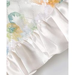 Bonfino Woven Sleeveless Printed Party Dress With Sequin Detailing - White