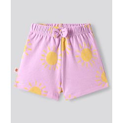 Bonfino 100% Cotton Knit Half Sleeves Hearts Printed Shorts Night Suit Pack of 2- Lilac & White