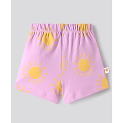Bonfino 100% Cotton Knit Half Sleeves Hearts Printed Shorts Night Suit Pack of 2- Lilac & White