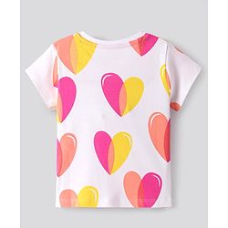 Bonfino 100% Cotton Knit Half Sleeves Hearts Printed Shorts Night Suit Pack of 2- Lilac & White