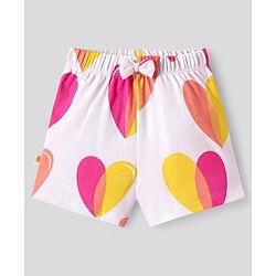 Bonfino 100% Cotton Knit Half Sleeves Hearts Printed Shorts Night Suit Pack of 2- Lilac & White