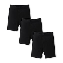Bonfino 100% Cotton Knit Solid Cycling Shorts Pack of 3 - Black
