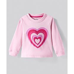 Bonfino 100% Cotton Full Sleeves Night Suit With Heart Print - Pink