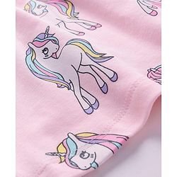 Bonfino 100% Cotton Knit Sleeveless Frock With Unicorn Print - Pink
