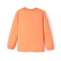 Bonfino 100% Cotton Knit Full Sleeves Nightsuit with Happy Text Print - Peach