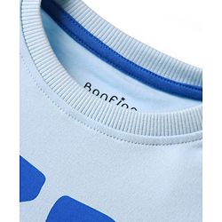 Bonfino 100% Cotton Knit Full Sleeves Nightsuit with Be Kind Text Print - Blue